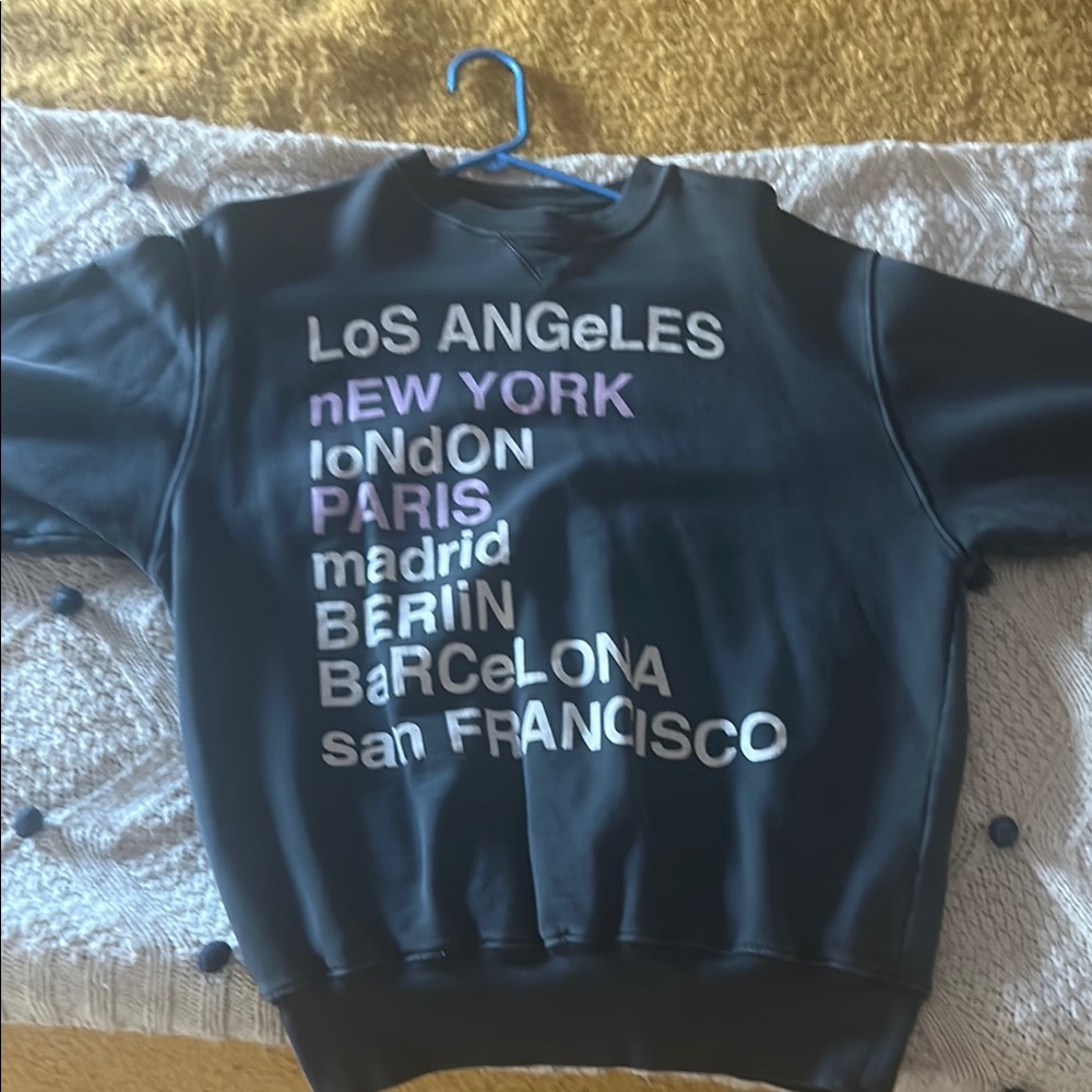 Black Graphic Sweatshirt with City Names
